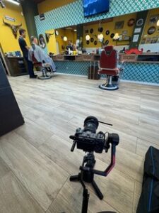 Realización de vídeo en una peluquería